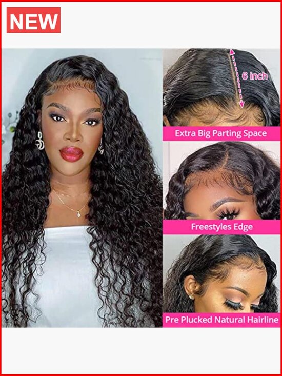 HD Transparent Lace Front Wig Human Hair 180 Density Wet and Wavy Curly Pre